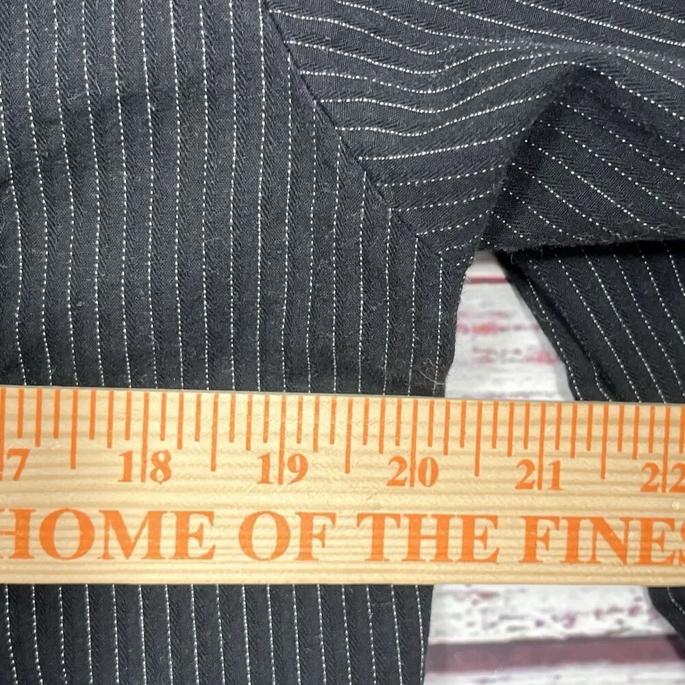 Skully Snap Button Shirt Pinstriped Pockets Western Cowboy Rodeo Black SZ L